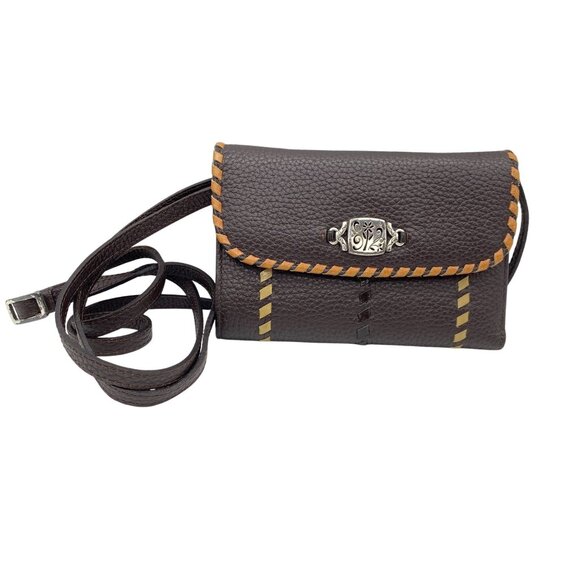 Brighton Handbags - VTG Brighton crossbody wallet brown pebbled leather removable strap Y2K